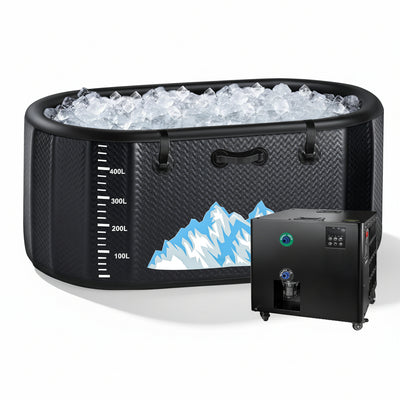 Cold Plunge Tub, 248 Gallon, 1 Horsepower, Heavy-Duty Ice Bath Tub for Athletes with Hot & Cold, Portable Inflatable Plunge Chiller with Water Treatment Kit, Immersion Therapy, Wifi (Black, 1 Set)